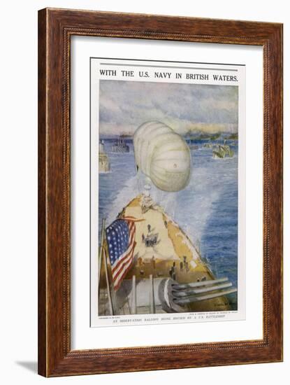 An Observation Balloon on an American Battleship in British Waters-Charles W. Wyllie-Framed Art Print