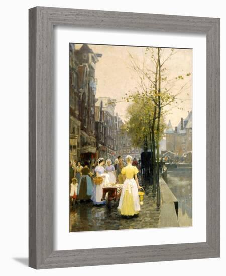 An October Morning in Amsterdam, C1895-Hans Hermann-Framed Giclee Print