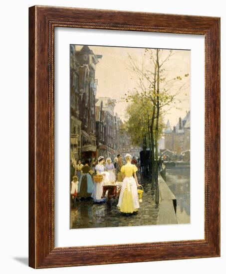 An October Morning in Amsterdam, C1895-Hans Hermann-Framed Giclee Print