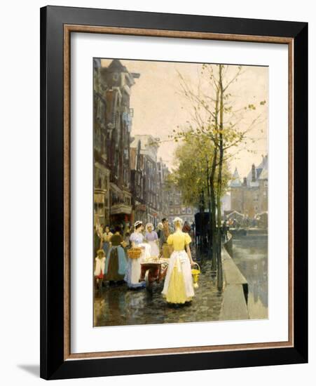 An October Morning in Amsterdam, C1895-Hans Hermann-Framed Giclee Print