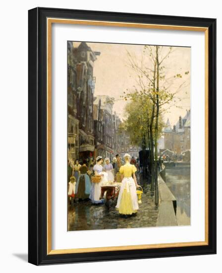 An October Morning in Amsterdam, C1895-Hans Hermann-Framed Giclee Print