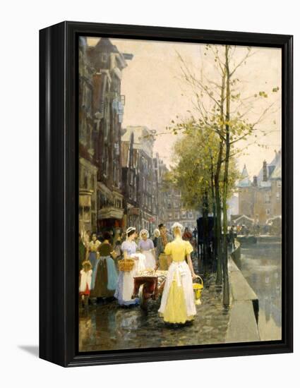 An October Morning in Amsterdam, C1895-Hans Hermann-Framed Premier Image Canvas