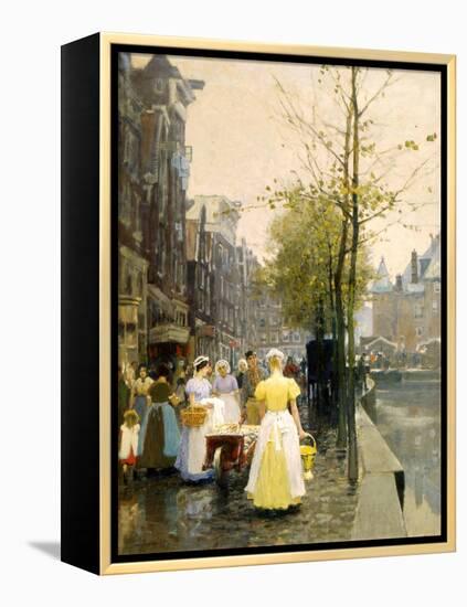 An October Morning in Amsterdam, C1895-Hans Hermann-Framed Premier Image Canvas