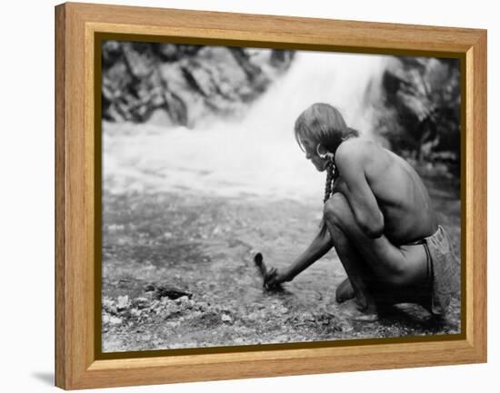 An Offering at the Waterfall, Nambe Indian-Edward S^ Curtis-Framed Stretched Canvas