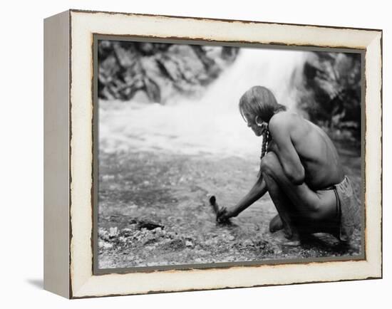 An Offering at the Waterfall, Nambe Indian-Edward S^ Curtis-Framed Stretched Canvas