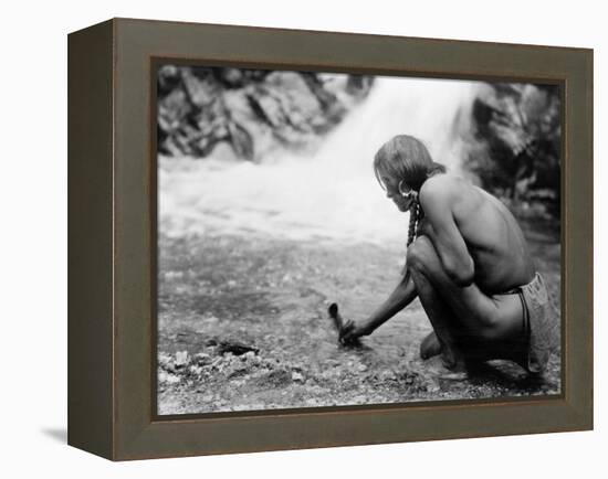 An Offering at the Waterfall, Nambe Indian-Edward S^ Curtis-Framed Stretched Canvas