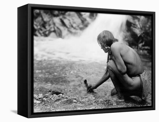 An Offering at the Waterfall, Nambe Indian-Edward S^ Curtis-Framed Stretched Canvas