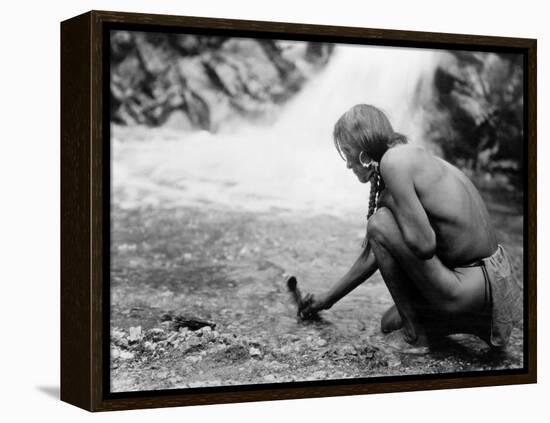 An Offering at the Waterfall, Nambe Indian-Edward S^ Curtis-Framed Stretched Canvas