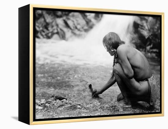 An Offering at the Waterfall, Nambe Indian-Edward S^ Curtis-Framed Stretched Canvas