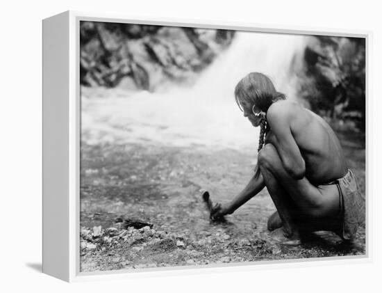An Offering at the Waterfall, Nambe Indian-Edward S^ Curtis-Framed Stretched Canvas