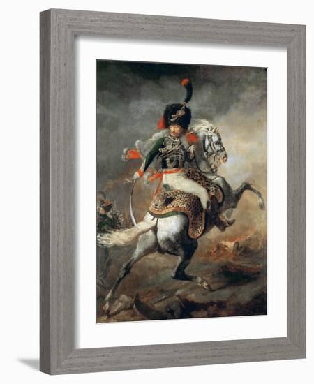 An Officer of the Imperial Horse Guards Charging-Théodore Géricault-Framed Giclee Print