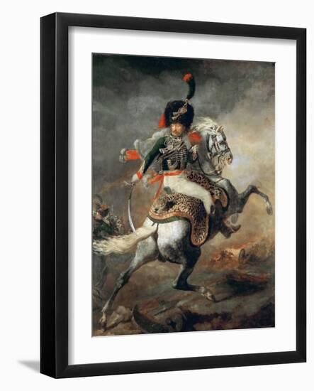 An Officer of the Imperial Horse Guards Charging-Théodore Géricault-Framed Giclee Print