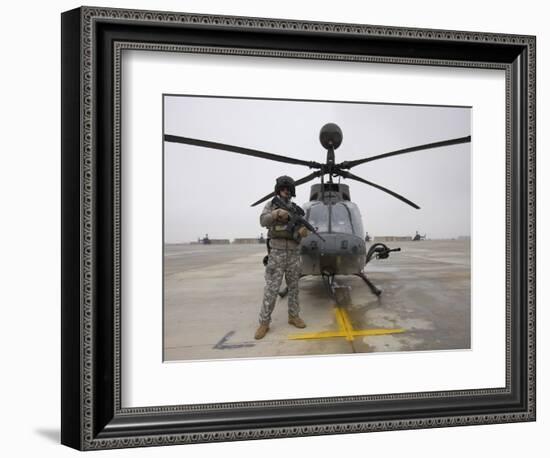 An Oh-58D Kiowa Warrior Pilot Stands Beside His Aircraft-null-Framed Photographic Print