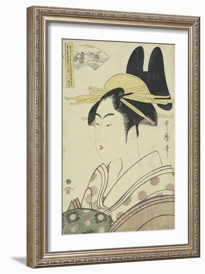 An Okubi-e Portrait of a Courtesan Representing the Hagi or Noji River-Kitagawa Utamaro-Framed Giclee Print