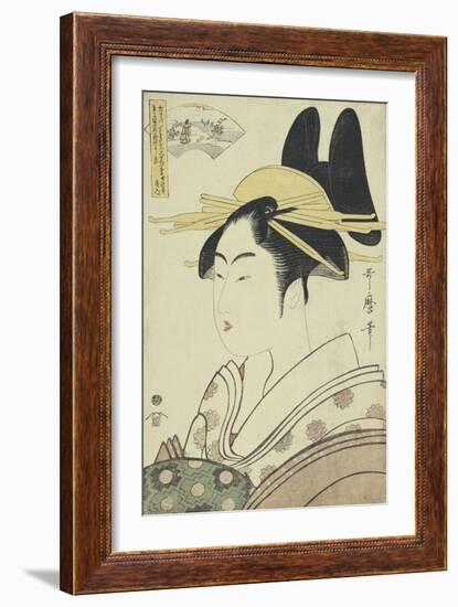 An Okubi-e Portrait of a Courtesan Representing the Hagi or Noji River-Kitagawa Utamaro-Framed Giclee Print