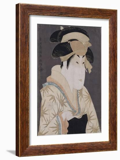 An Okubi-E Portrait of the Actor Segawa Kikunojo III in the Role of Oshizu-Chokosai Eisho-Framed Giclee Print