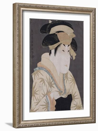 An Okubi-E Portrait of the Actor Segawa Kikunojo III in the Role of Oshizu-Chokosai Eisho-Framed Giclee Print