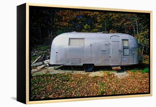 An old air steam trailer parked in Maine-null-Framed Premier Image Canvas