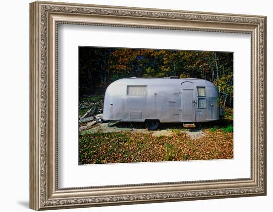 An old air steam trailer parked in Maine-null-Framed Photographic Print