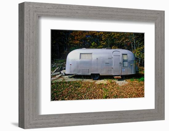 An old air steam trailer parked in Maine-null-Framed Photographic Print