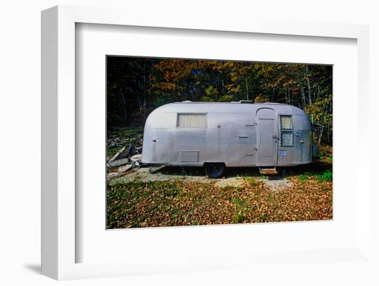 An old air steam trailer parked in Maine-null-Framed Photographic Print