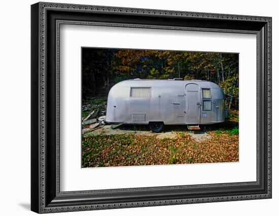 An old air steam trailer parked in Maine-null-Framed Photographic Print