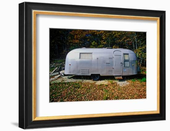 An old air steam trailer parked in Maine-null-Framed Photographic Print