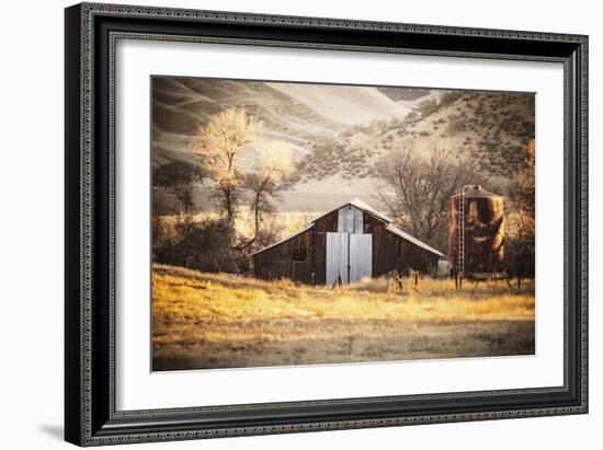An Old Barn And Water Tank In The Early Morning Light Along Highway 25 In San Benito County-Ron Koeberer-Framed Photographic Print