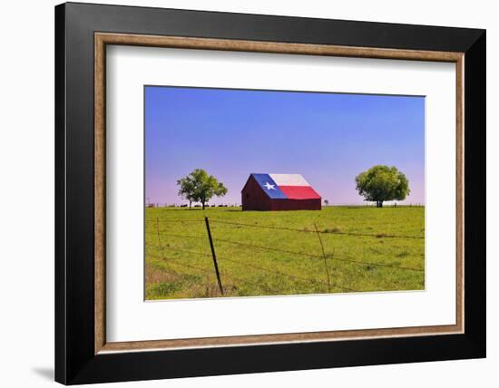 An Old Barn Painted with a Texas Flag near Waco Texas-Hundley Photography-Framed Photographic Print
