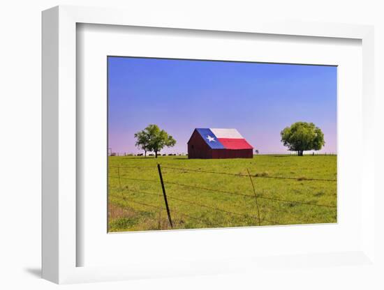 An Old Barn Painted with a Texas Flag near Waco Texas-Hundley Photography-Framed Photographic Print