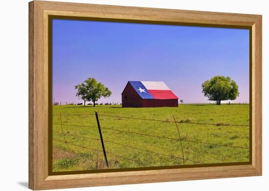 An Old Barn Painted with a Texas Flag near Waco Texas-Hundley Photography-Framed Premier Image Canvas