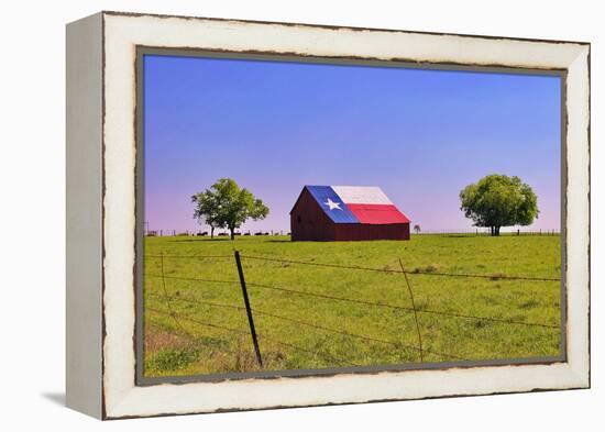 An Old Barn Painted with a Texas Flag near Waco Texas-Hundley Photography-Framed Premier Image Canvas