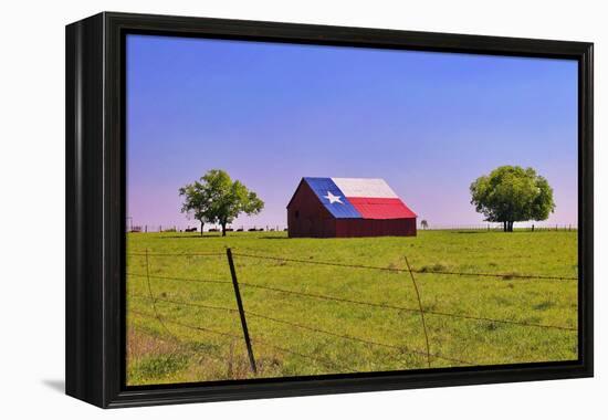 An Old Barn Painted with a Texas Flag near Waco Texas-Hundley Photography-Framed Premier Image Canvas