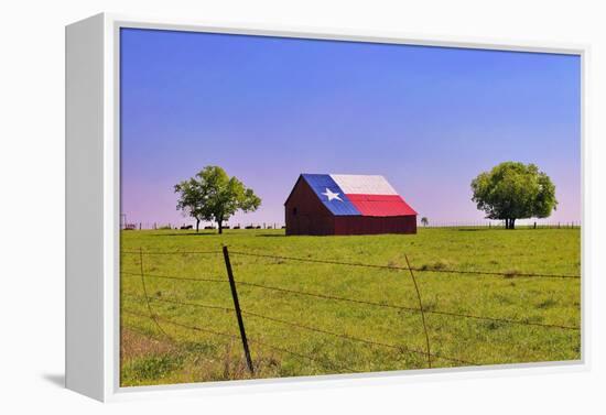 An Old Barn Painted with a Texas Flag near Waco Texas-Hundley Photography-Framed Premier Image Canvas