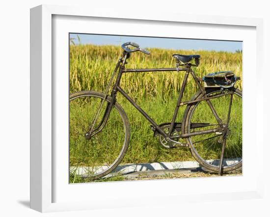 An Old Bicycle Along the Road in the Rice Patties of Ubud, Bali, Indonesia-Micah Wright-Framed Photographic Print