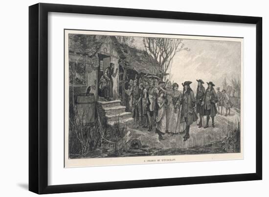 An Old English Cottage Woman is Accused of Witchcraft by Fellow Villagers-H.g. Glindoni-Framed Art Print