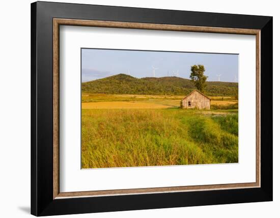 An Old Farm Building in a Field Next to the Mars Hill Wind Farm in Mars Hill, Maine-Jerry and Marcy Monkman-Framed Photographic Print