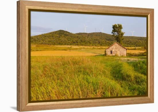 An Old Farm Building in a Field Next to the Mars Hill Wind Farm in Mars Hill, Maine-Jerry and Marcy Monkman-Framed Premier Image Canvas