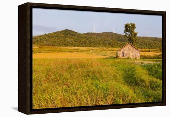 An Old Farm Building in a Field Next to the Mars Hill Wind Farm in Mars Hill, Maine-Jerry and Marcy Monkman-Framed Premier Image Canvas