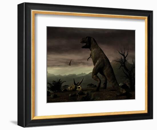 An Old-Fashioned Depiction of Tyrannosaurus Rex in Upright Stance-null-Framed Premium Giclee Print