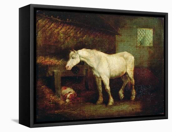 An Old Grey Mare at a Manger-George Morland-Framed Premier Image Canvas