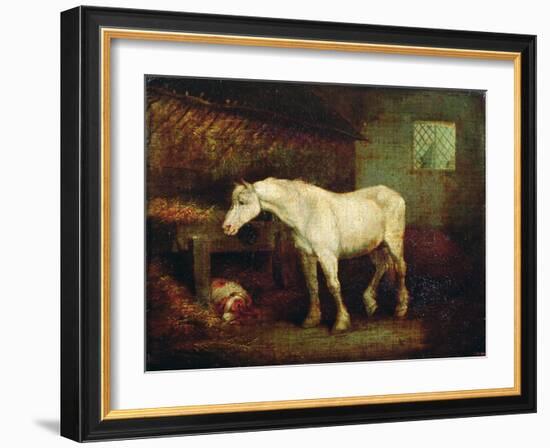 An Old Grey Mare at a Manger-George Morland-Framed Giclee Print