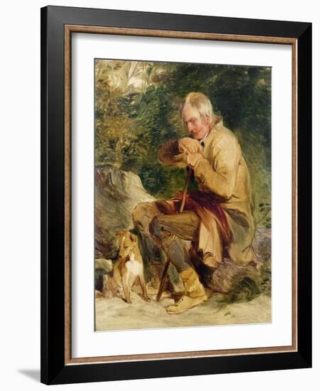 An Old Man and His Dog Seated by a Road Side-Edwin Henry Landseer-Framed Giclee Print