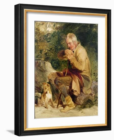 An Old Man and His Dog Seated by a Road Side-Edwin Henry Landseer-Framed Giclee Print