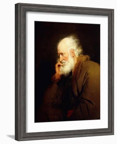 An Old Man, half-length, in a Brown Fur-lined Coat-Joseph Wright of Derby-Framed Giclee Print