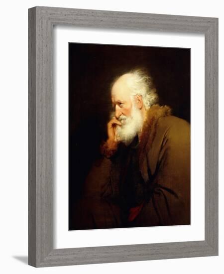 An Old Man, half-length, in a Brown Fur-lined Coat-Joseph Wright of Derby-Framed Giclee Print