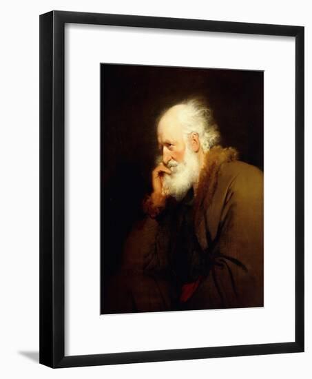 An Old Man, half-length, in a Brown Fur-lined Coat-Joseph Wright of Derby-Framed Giclee Print