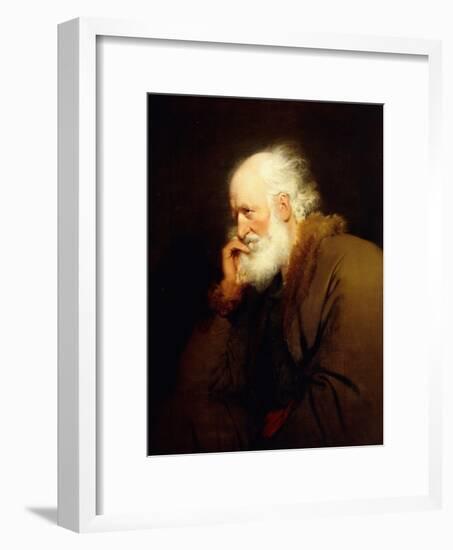 An Old Man, half-length, in a Brown Fur-lined Coat-Joseph Wright of Derby-Framed Giclee Print