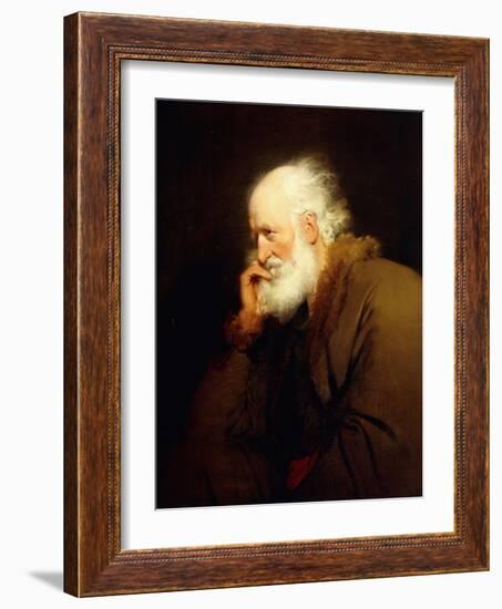 An Old Man, half-length, in a Brown Fur-lined Coat-Joseph Wright of Derby-Framed Giclee Print