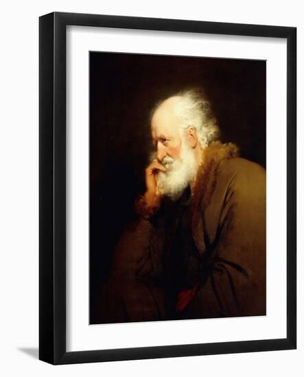 An Old Man, half-length, in a Brown Fur-lined Coat-Joseph Wright of Derby-Framed Giclee Print